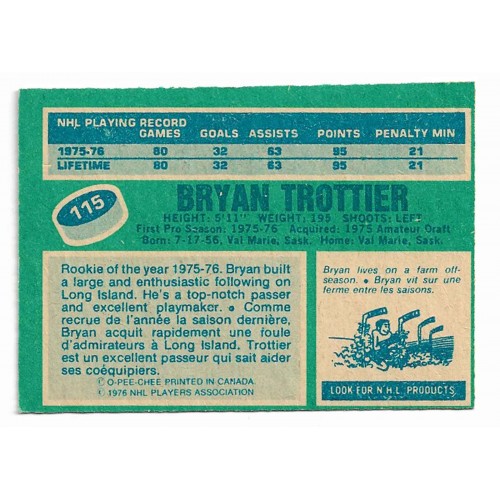 1976-77 O-Pee-Chee # 115 Bryan Trottier RC
