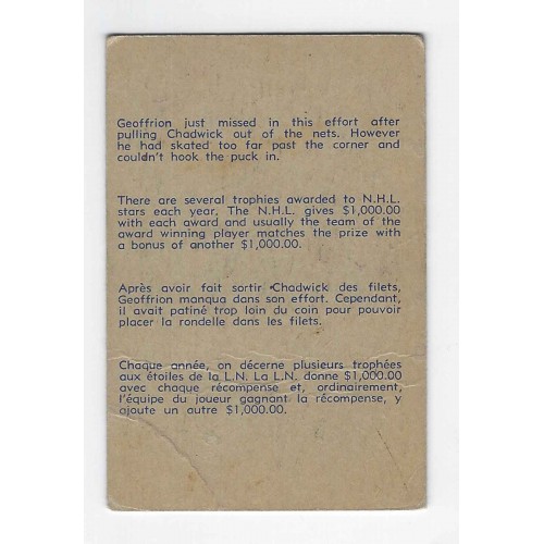 1957-58 Parkhurst Canadiens de Montréal # 24 Geoffrion Sidesteps Chadwick