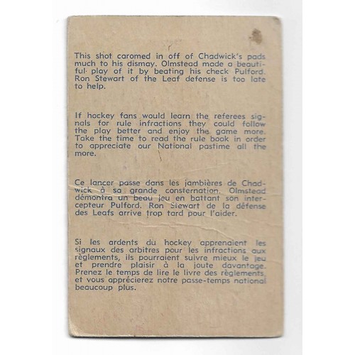 1957-58 Parkhurst Canadiens de Montréal # 25 Olmstead beat Chadwick