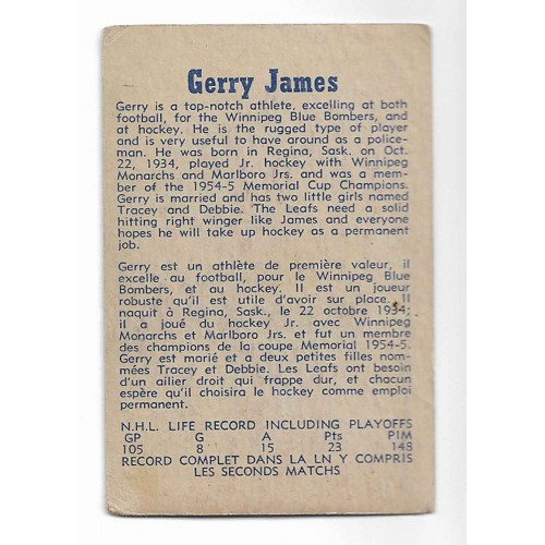 1957-58 Parkhurst Maple Leafs de Toronto # 8 Gerry James
