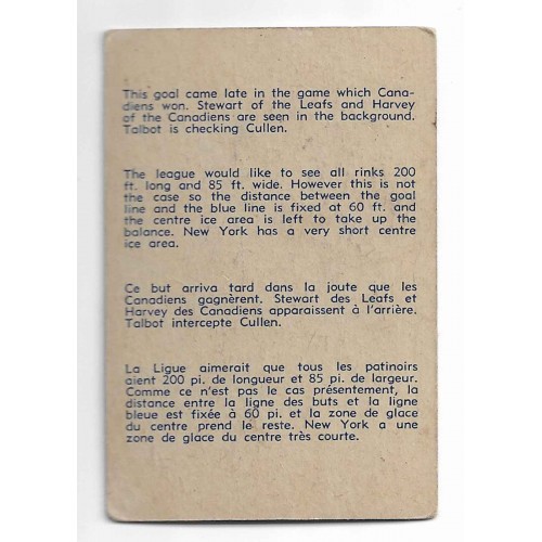 1957-58 Parkhurst Maple Leafs de Toronto # 22 Barry Cullen Scores