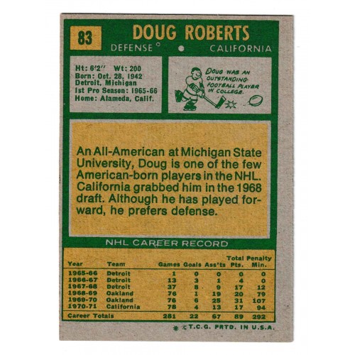 1971-72 Topps # 83 Doug Roberts
