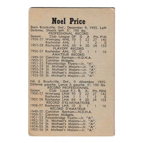 1958-59 Parkhurst # 6 Noel Price RC