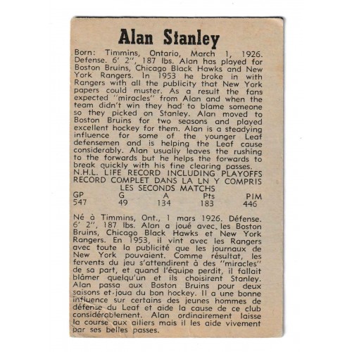 1958-59 Parkhurst # 23 Allen (Allan) Stanley
