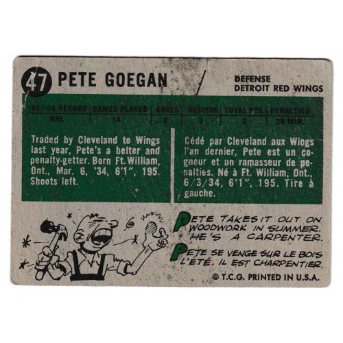 1958-59 Topps # 47 Pete Geogan