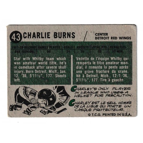 1958-59 Topps # 43 Charlie Burns RC