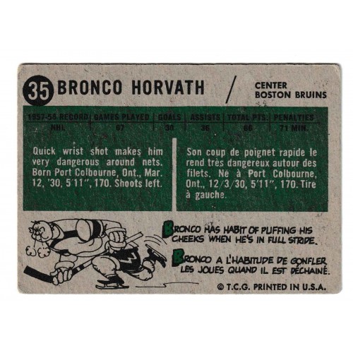 1958-59 Topps # 35 Bronco Horvath