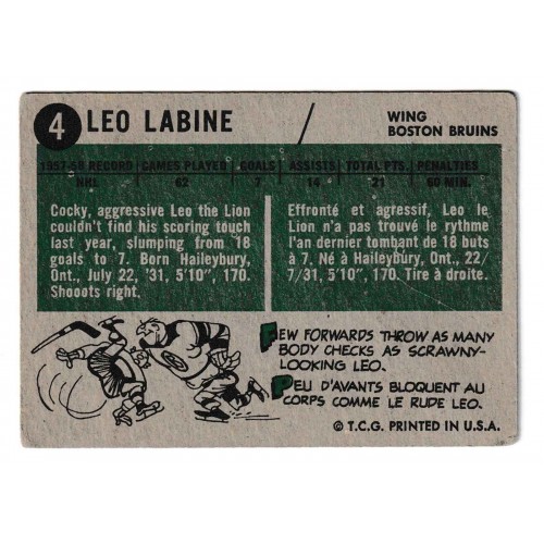 1958-59 Topps # 4 Leo Labine