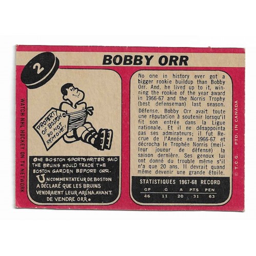 1968-69 O-Pee-Chee # 2 Bobby Orr