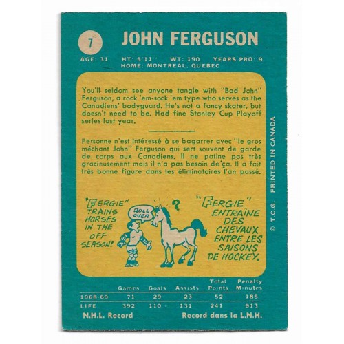 1969-70 O-Pee-Chee # 7 John Ferguson