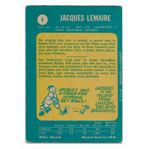 1969-70 O-Pee-Chee # 8 Jacques Lemaire