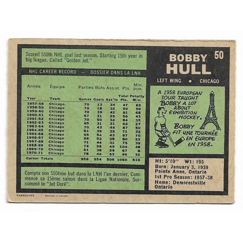 1971-72 O-Pee-Chee # 50 Bobby Hull