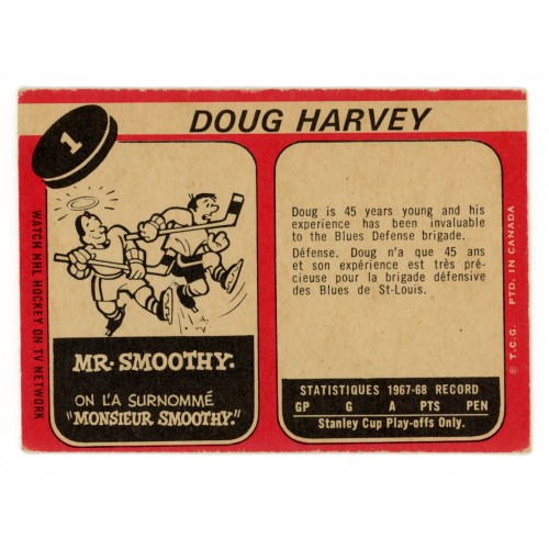 1968-69 O-Pee-Chee # 1 Doug Harvey