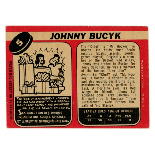 1968-69 O-Pee-Chee # 5 Johnny Bucyk