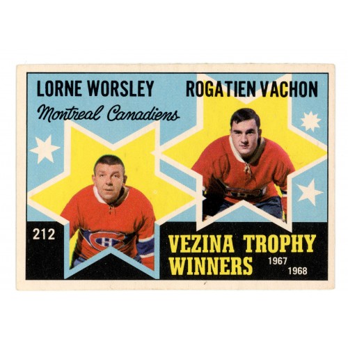 1968-69 O-Pee-Chee # 212 Worsley / Vachon Trophée Vezina