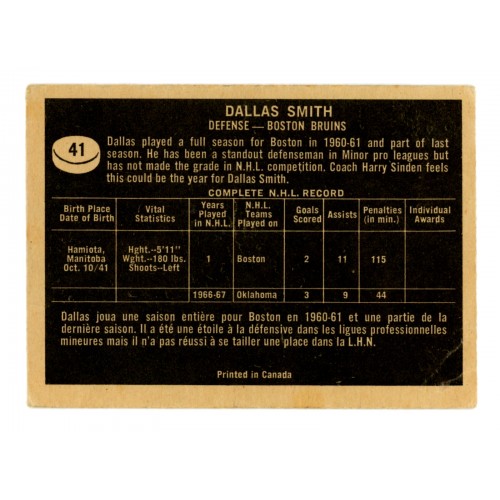1967-68 Topps # 41 Dallas Smith
