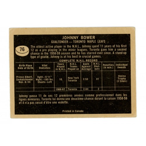 1967-68 Topps # 76 Johnny Bower