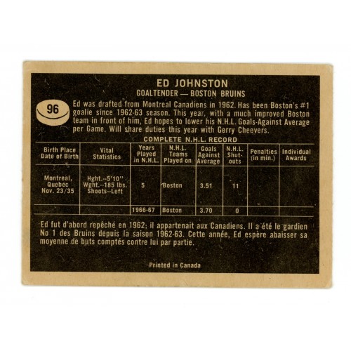 1967-68 Topps # 96 Ed Johnston