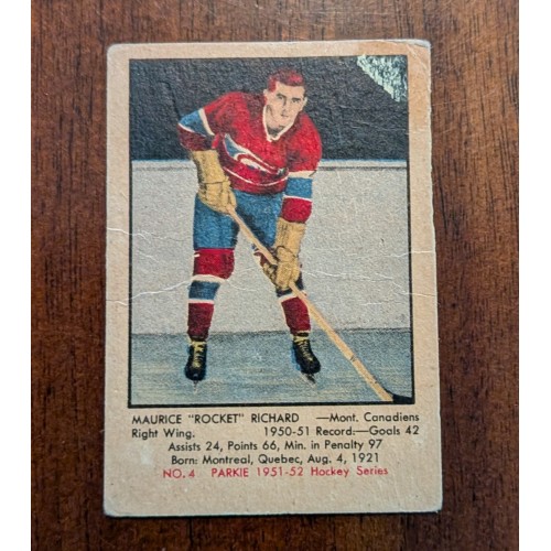 1951-52 Parkhurst # 4 Maurice Richard RC