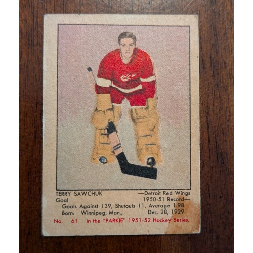 1951-52 Parkhurst # 61 Terry Sawchuk RC