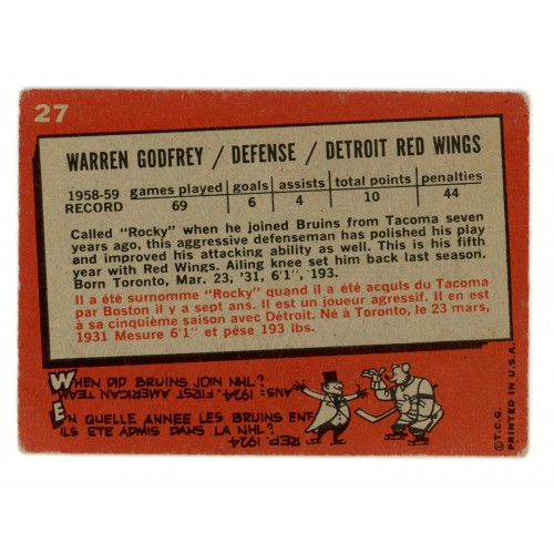 1959-60 Topps # 27 Warren Godfrey