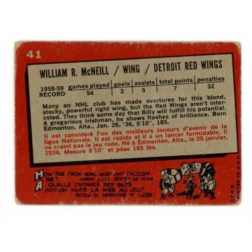 1959-60 Topps # 41 Bill McNeill 1959-60 Topps # 41 Bill McNeill