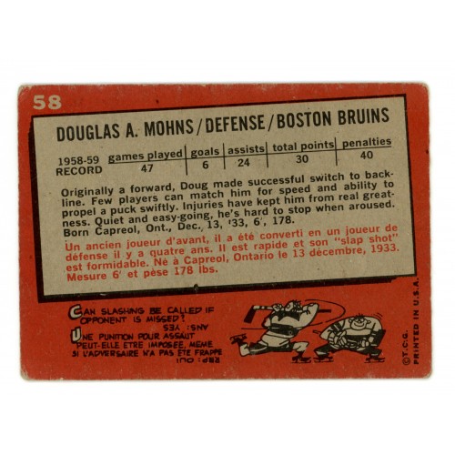 1959-60 Topps # 58 Doug Mohns