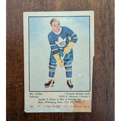 1951-52 Parkhurst # 77 Bill Juzda RC