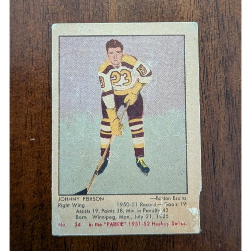 1951-52 Parkhurst # 34 Johnny Peirson RC