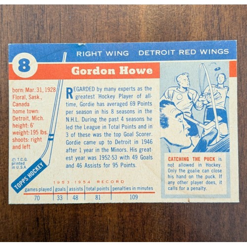 1954-55 Topps # 8 Gordie Howe