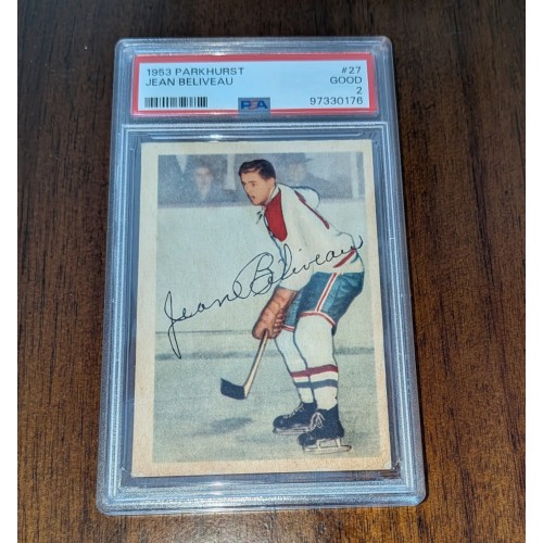 1953-54 Parkhurst # 27 Jean Beliveau RC  PSA 2