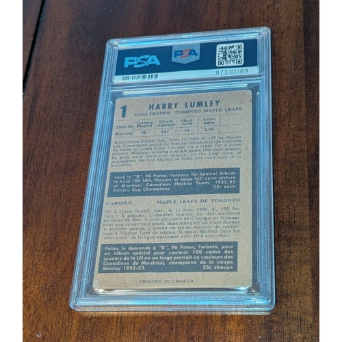 1953-54 Parkhurst # 1 Harry Lumley  PSA 1